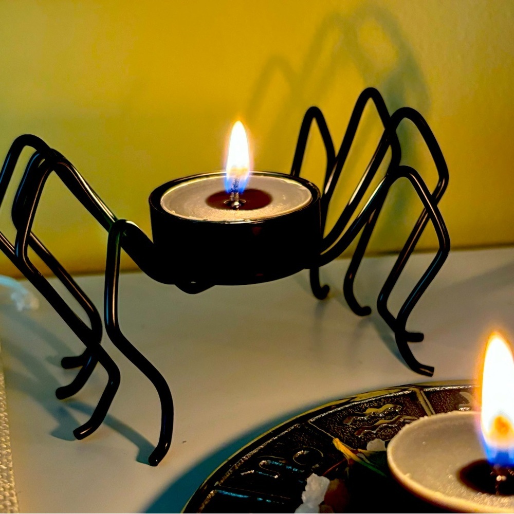 Black-Spider-Tealight Holder Gothic Halloween Decor NWT Ikea KUSTFYR Lmt Ed